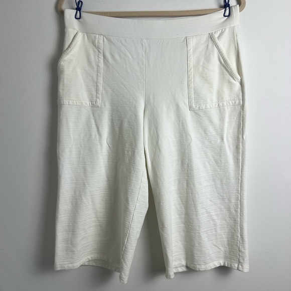 T By Talbots XL Cream UPF 50+ Cotton Modal Blend Long Shorts Elastic Waist Beach - Picture 1 of 8